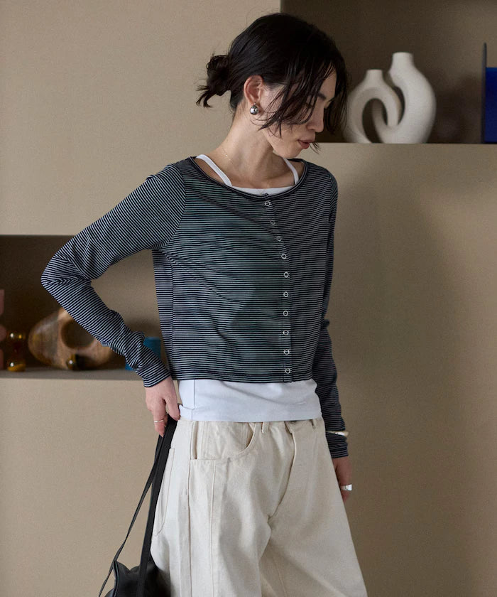 [February 12, 12:00 Release] Layered Set Top / Striped Cardigan & Camisole