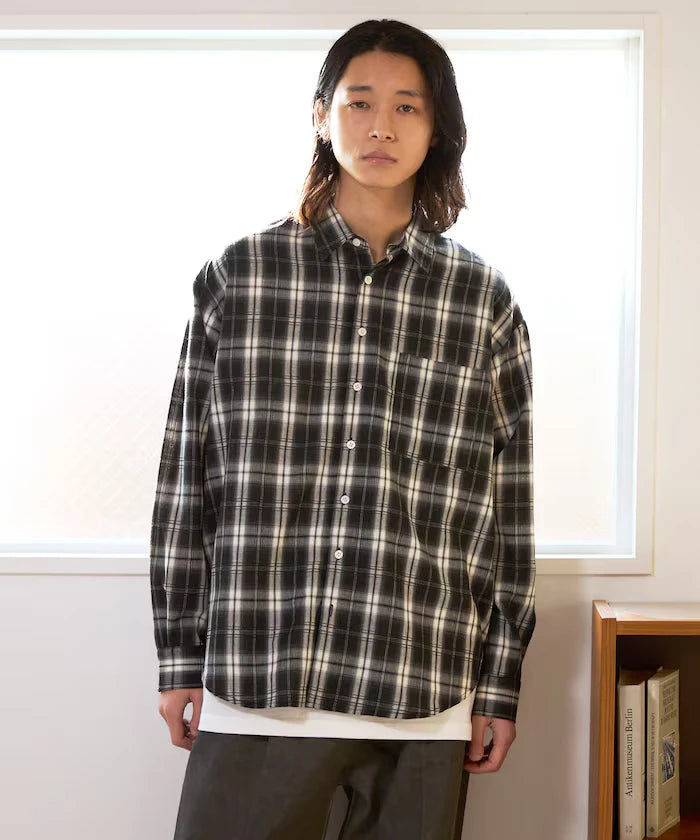 Big Silhouette Ombre Check Shirt / Long Sleeve