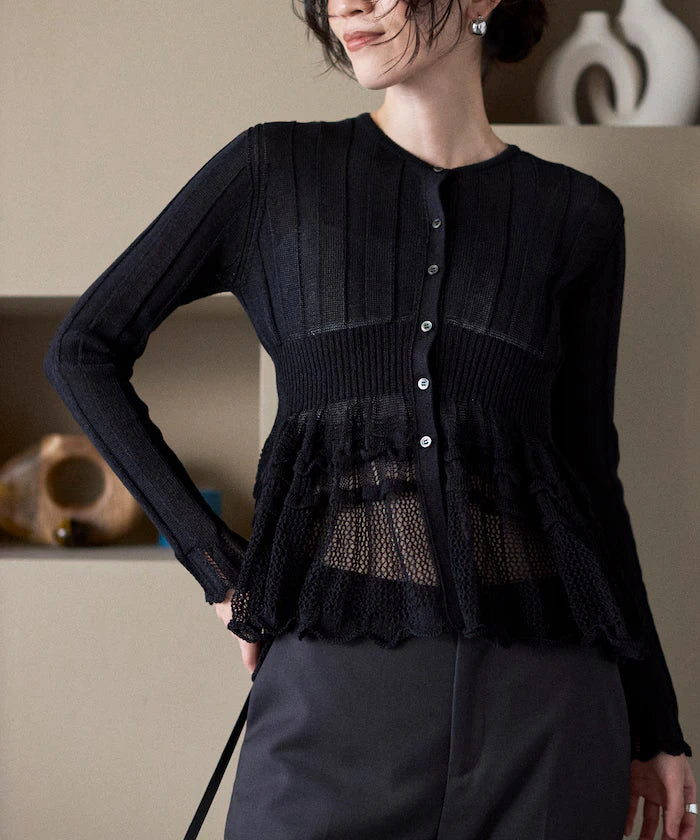 Japan Made Whole Garment Peplum Cardigan