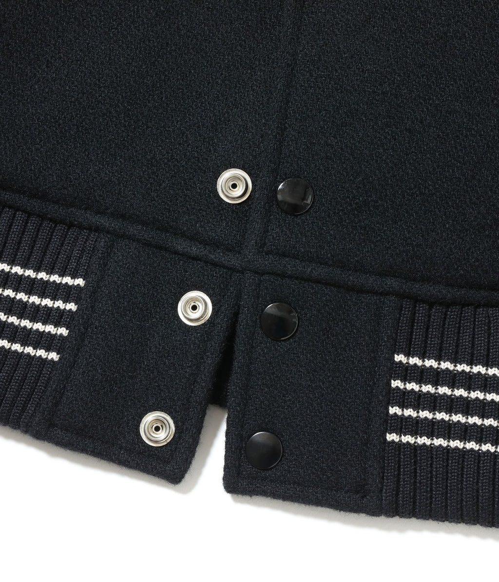 30oz. WOOL MELTON AWARD JACKET “MAVERICKS” (BLACK)