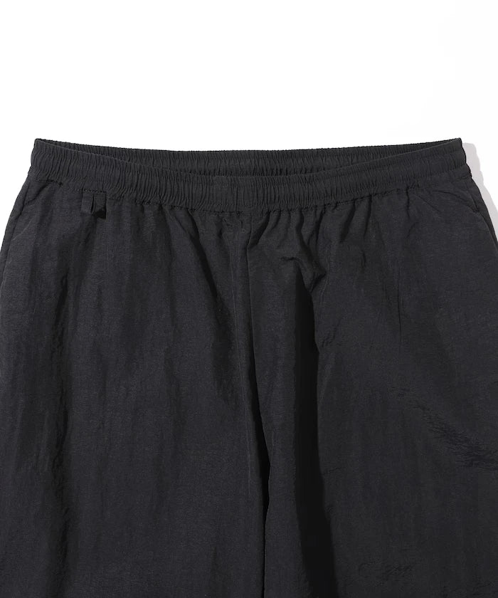 Wide Straight Nylon Track Pants / Tapered Silhouette Easy Nylon Pants