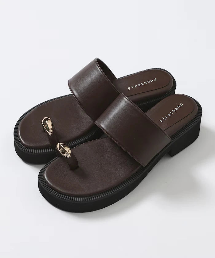 Metal Accent Thumb Loop Sandal