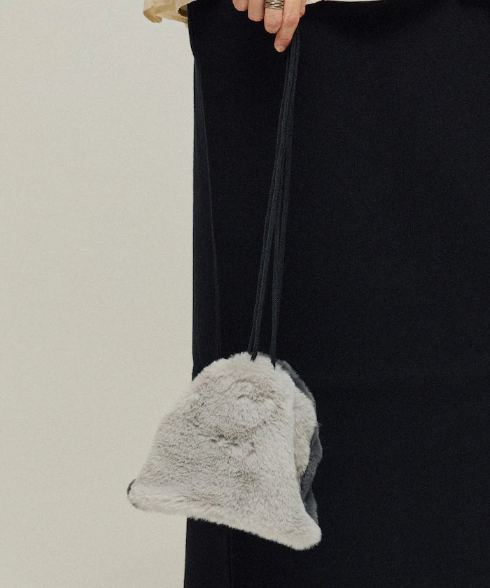 Fake Fur Mini Drawstring Bag
