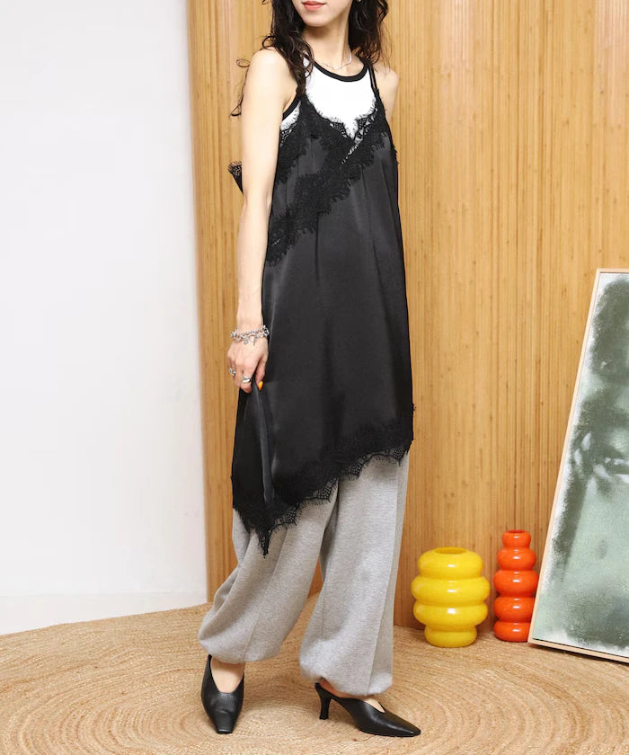 Lace Contrast Vintage Satin Camisole Top