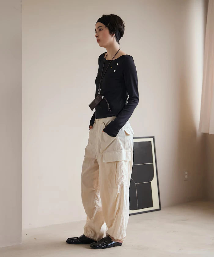 Many Button Cotton Modal Long Sleeve T-Shirt