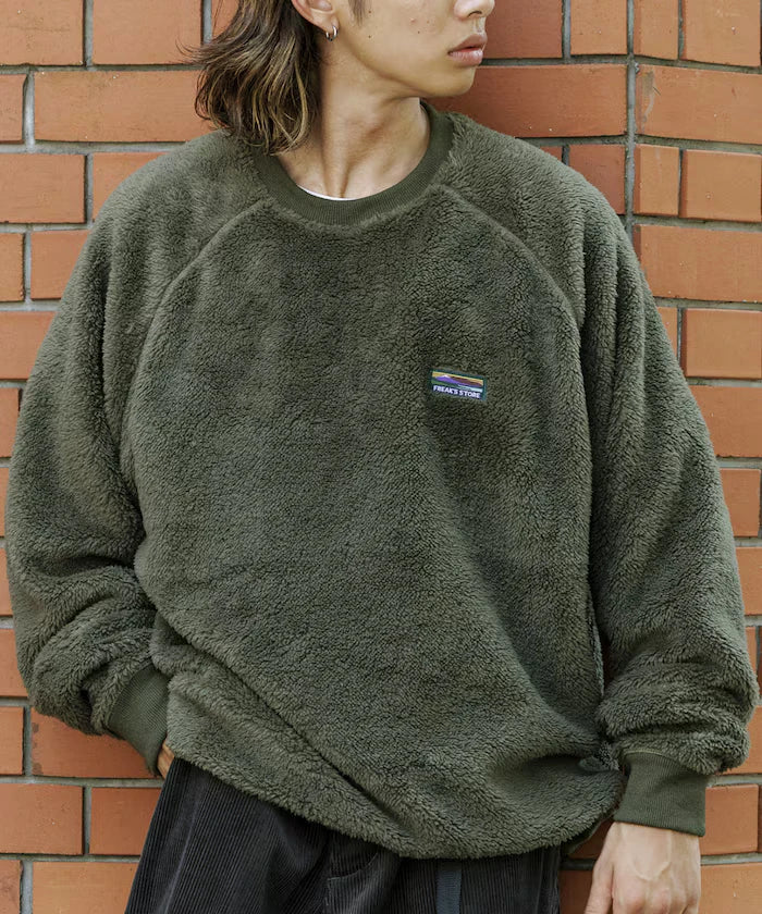 Relaxed Fit Raglan Sleeve Shaggy Fleece Pullover