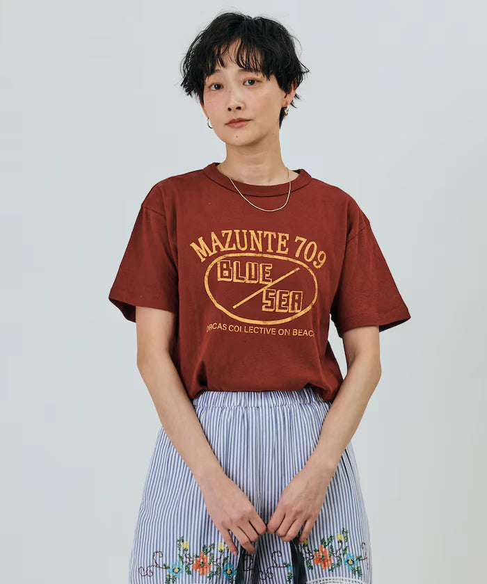 Vintage-Like Used Essence Print T-Shirt