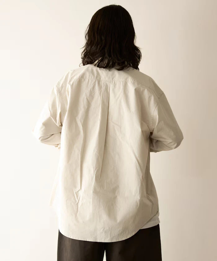 Nuance Color Oversized Regular Collar Long Sleeve Shirt