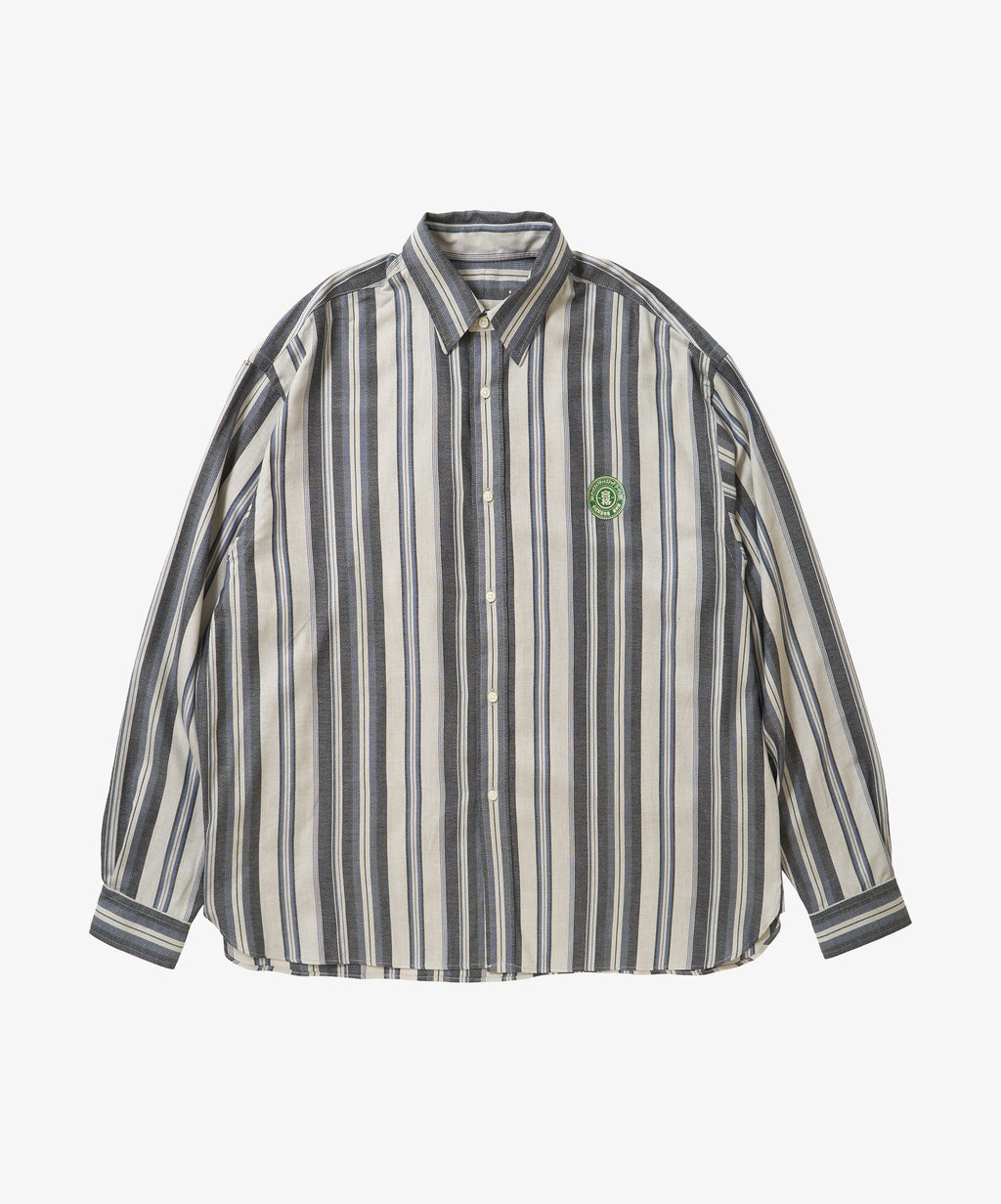 banshu ori wide shirt navy stripe