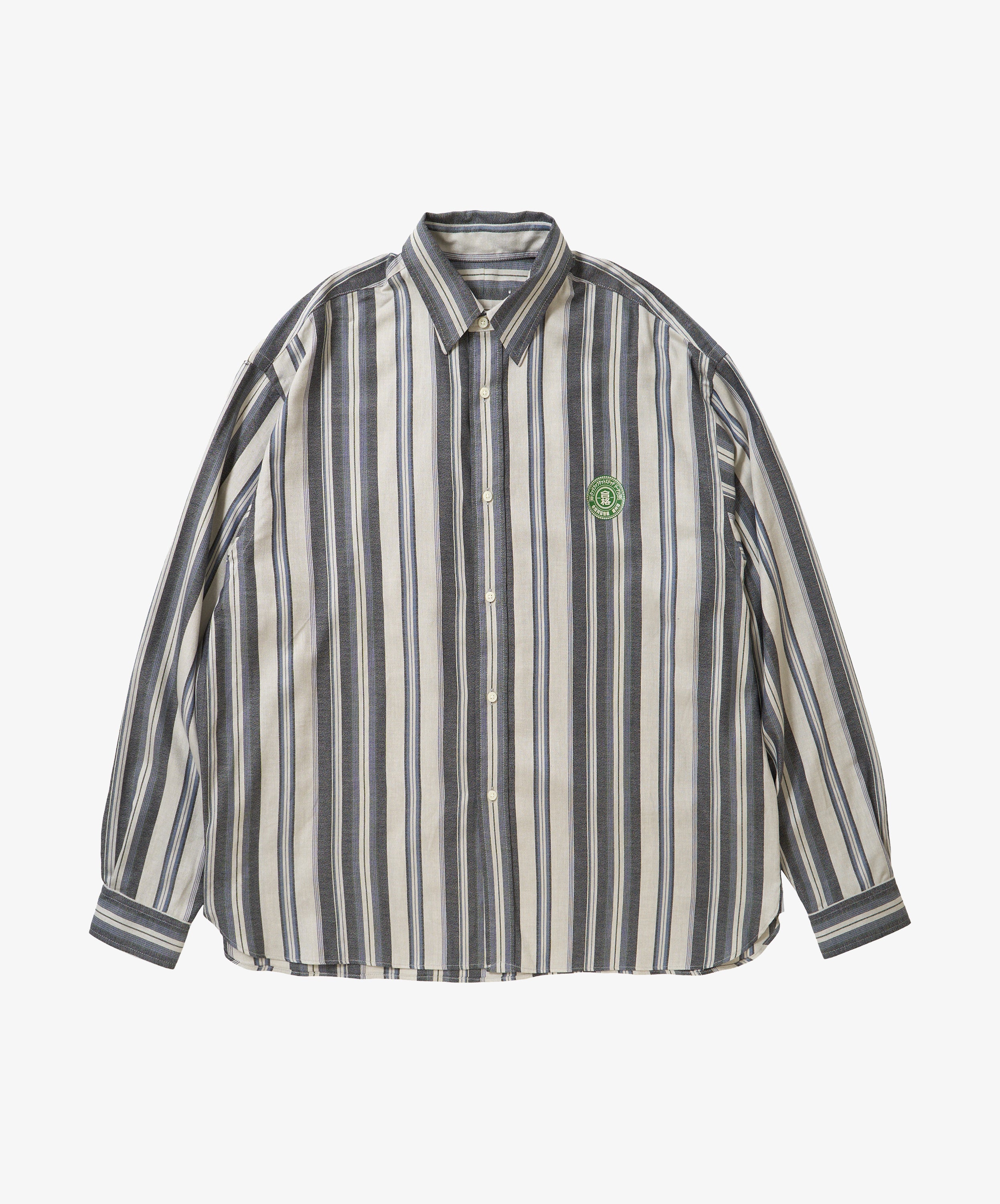banshu ori wide shirt navy stripe