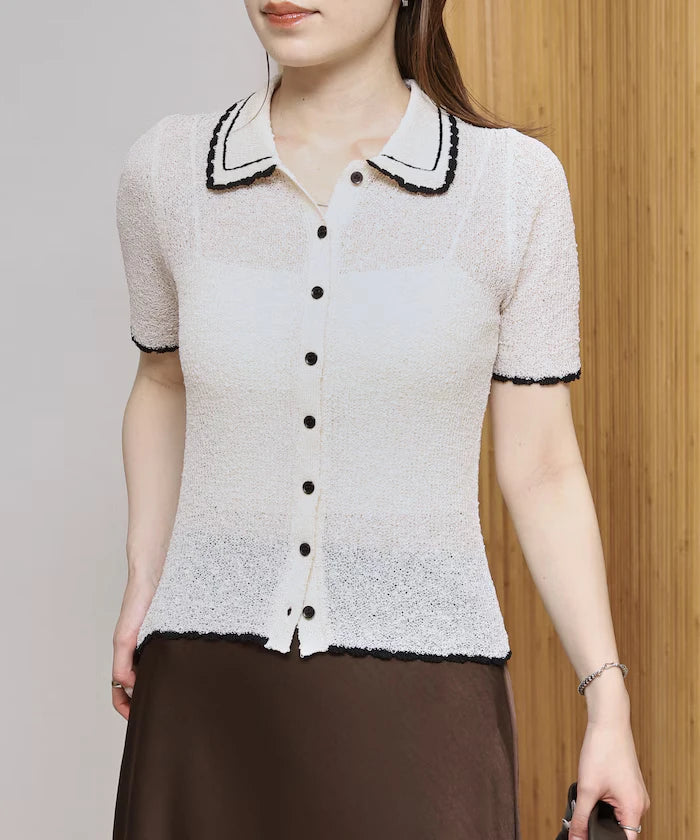 Color Embroidered Polo Collar Cardigan [Limited Edition]