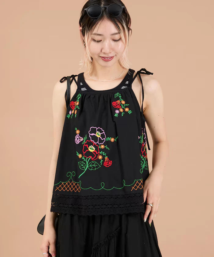 India Shoulder Ribbon Embroidered Remake Style Camisole