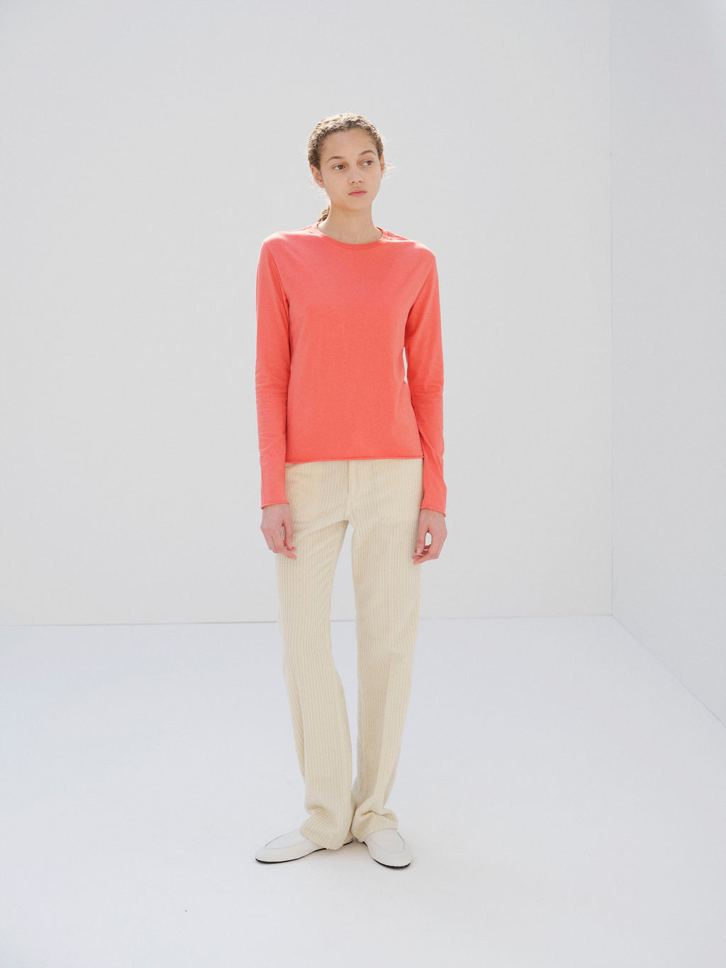 BRUSHED ORGANIC COTTON CASHMERE JERSEY L/S TEE