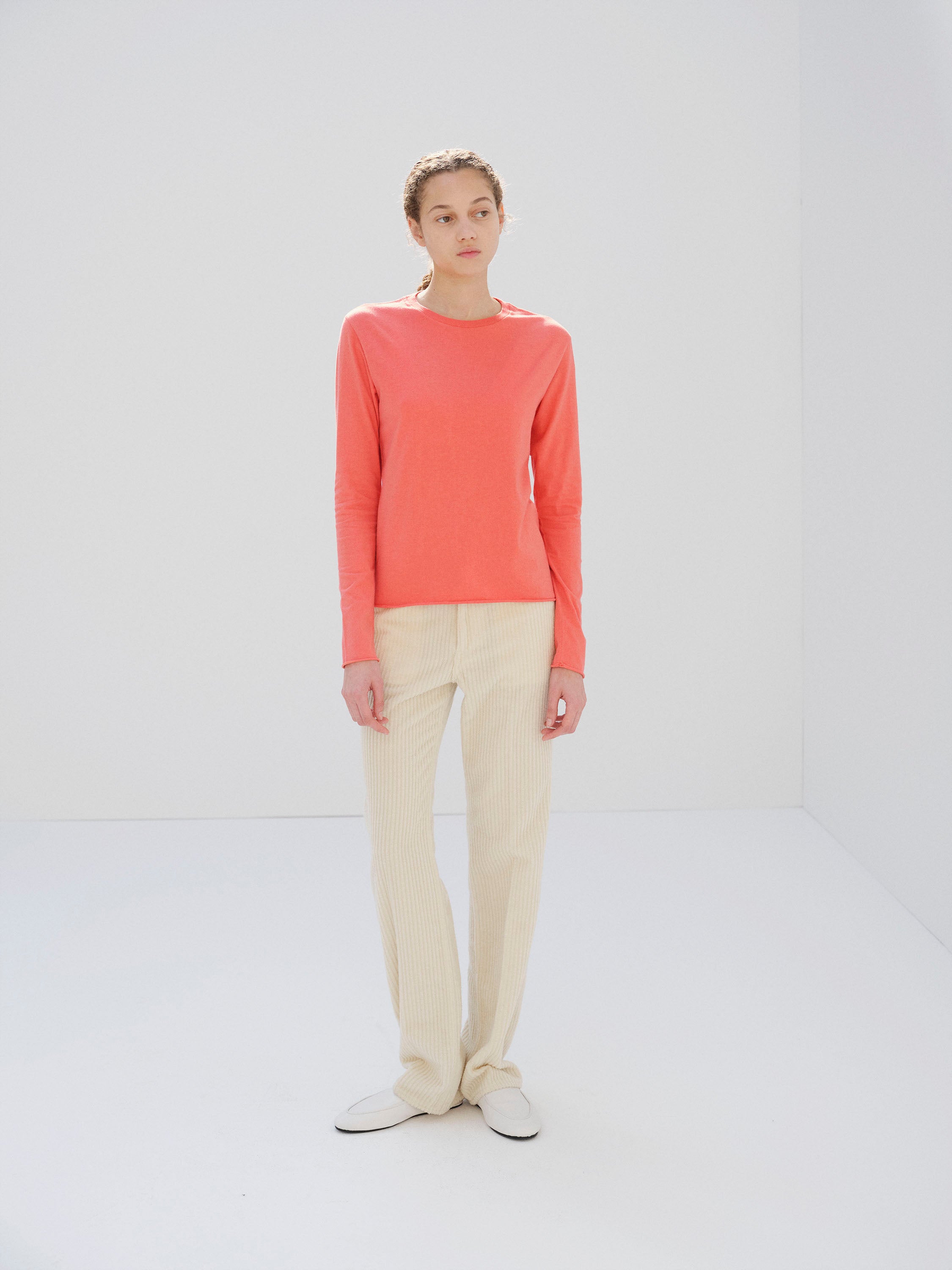 BRUSHED ORGANIC COTTON CASHMERE JERSEY L/S TEE