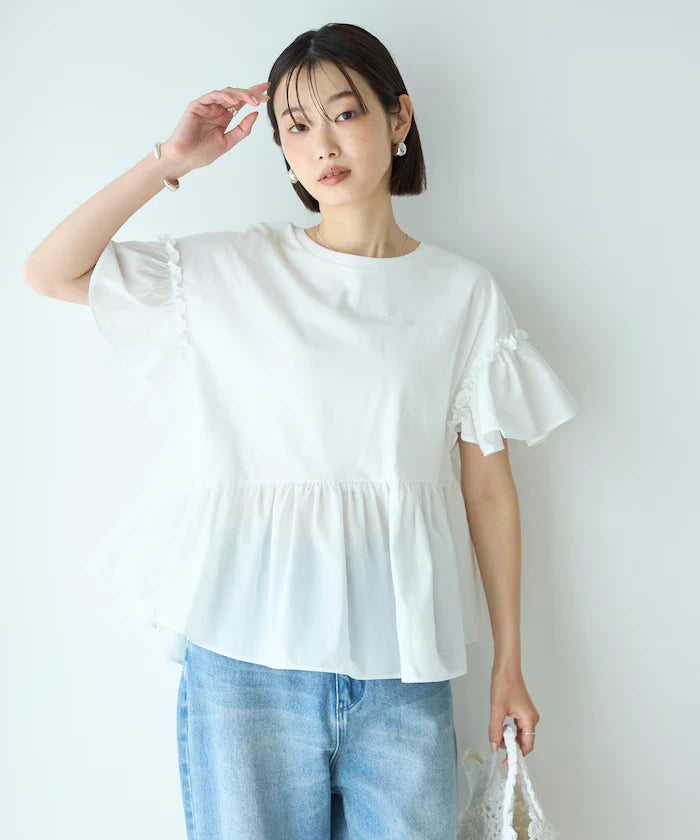 Organic Cotton Frill Sleeve T-shirt