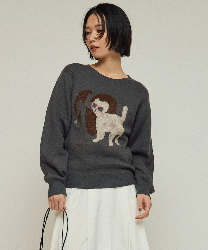 Sweat-like Animal Jacquard Knit