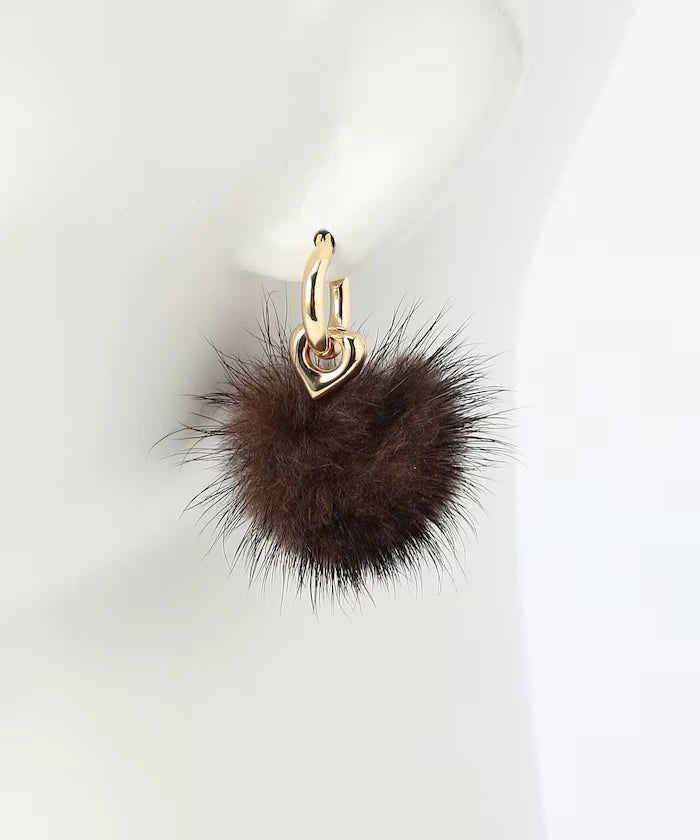 2WAY Fur Earrings/Hoop Earrings