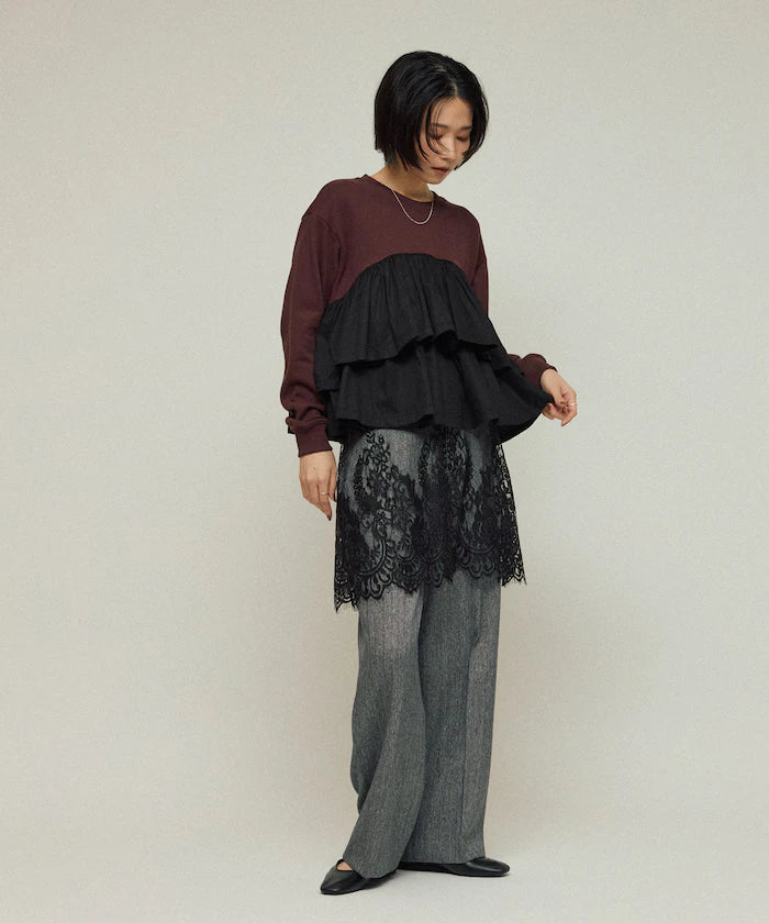 Organic Cotton Docking Frill Sweat / Relaxed Fit / Backed Sweat