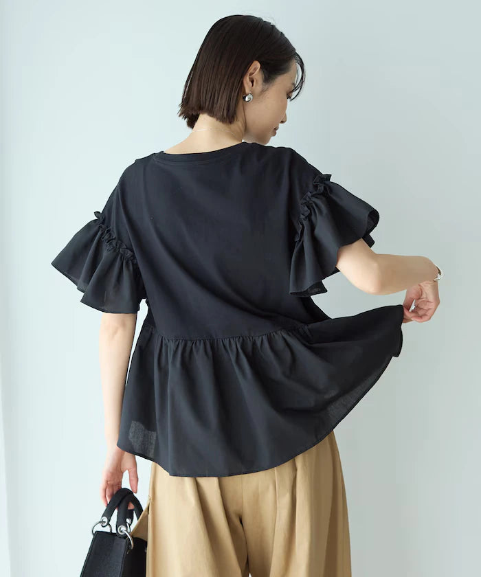 Organic Cotton Frill Sleeve T-shirt