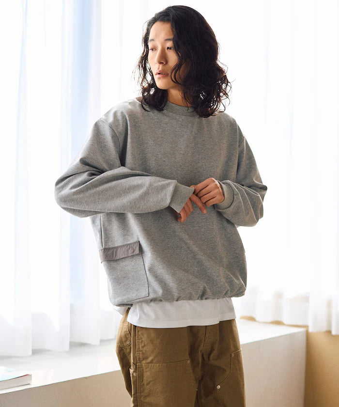<New Color Added> Side Pocket Spindle Cardboard Crew Neck Sweatshirt