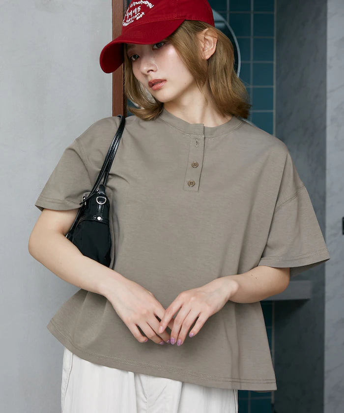 <contact cool> Cool Ponte Henry Neck T-Shirt Limited Release