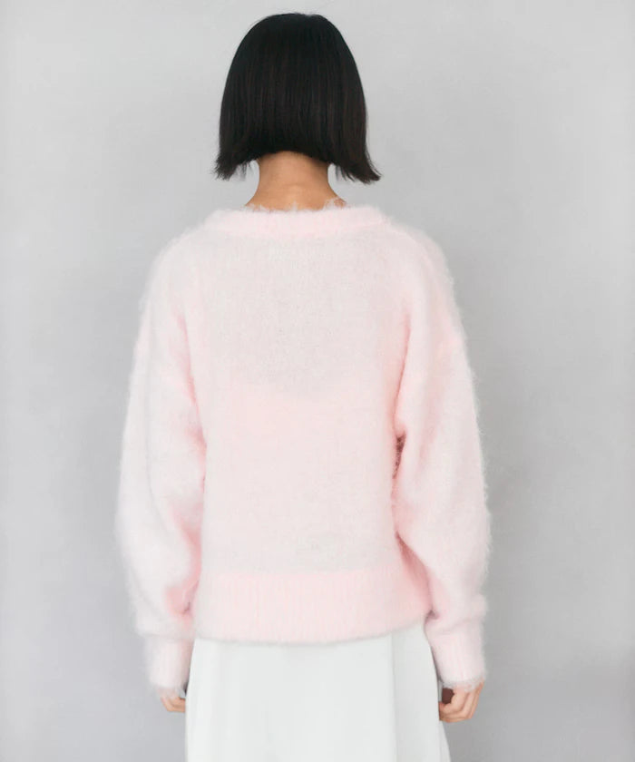 Variation Button Shaggy Knit Cardigan