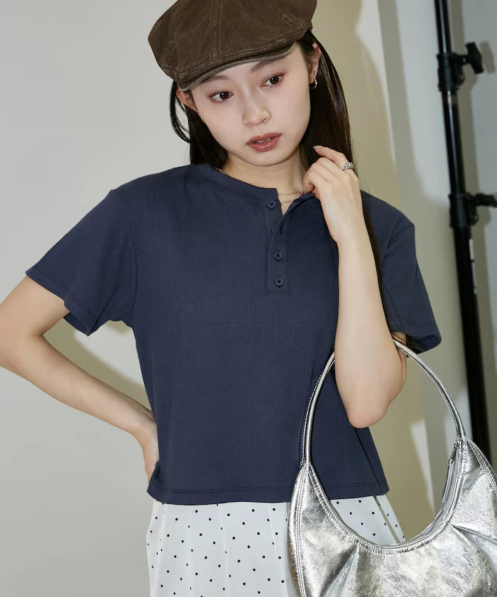 Light Waffle Henley Neck T-Shirt Limited Edition