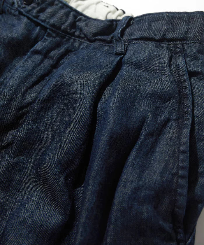French Linen Denim 1 Tuck Trousers