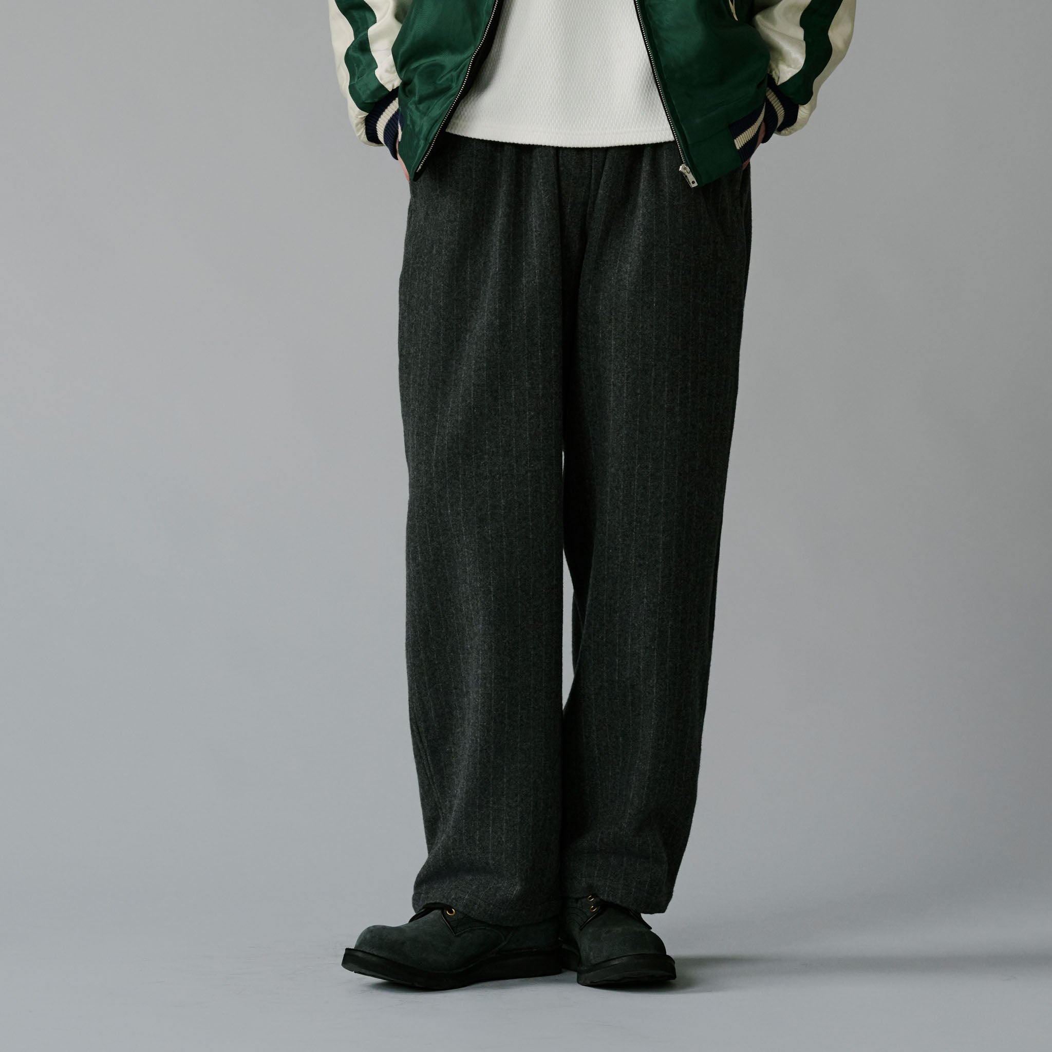 GL42576 / SUPER 160's WOOL HERRINGBONE MOSSER 1TUCK EASY PANTS