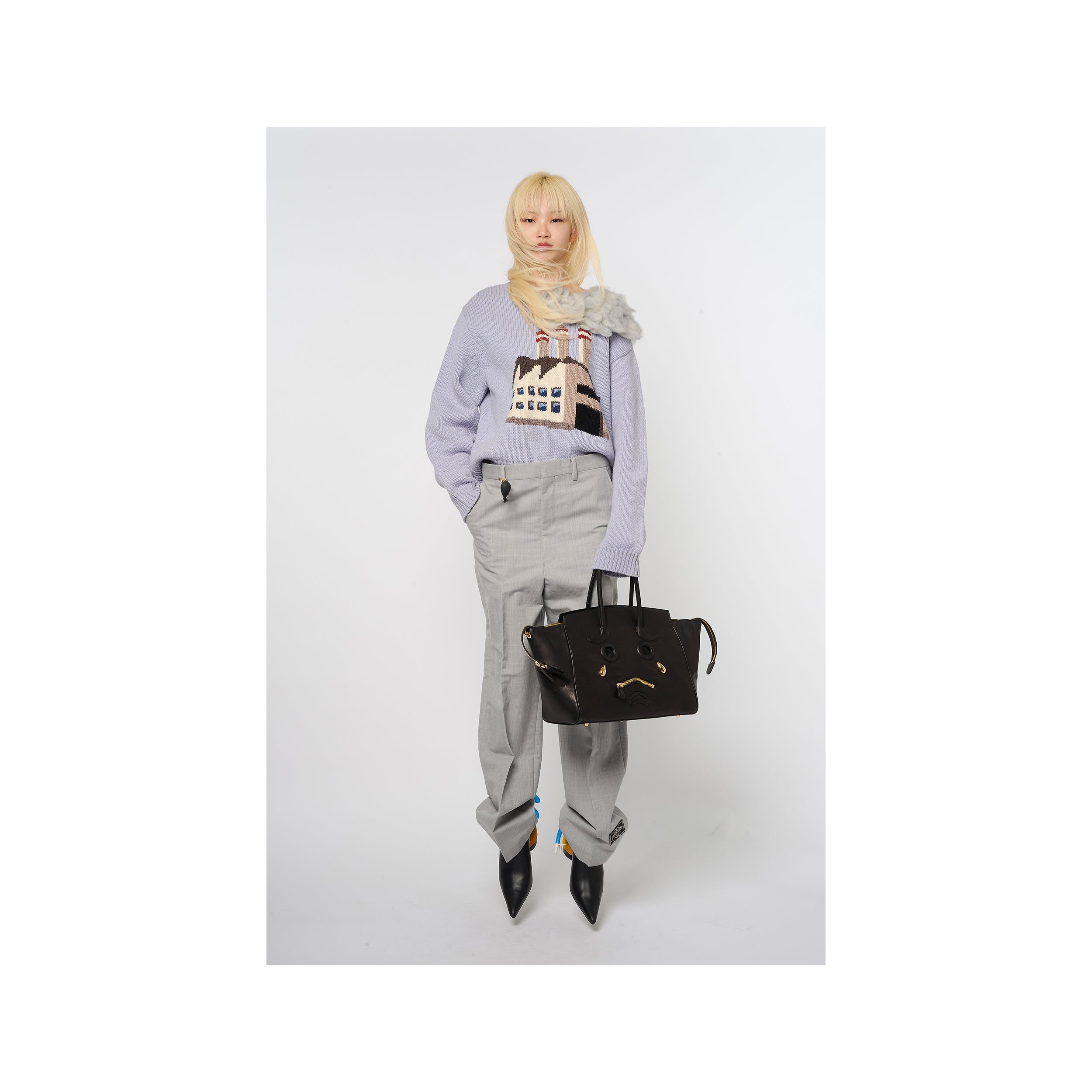 SMOKING FACTORY INTARSIA KNIT PULLOVER：BLUE