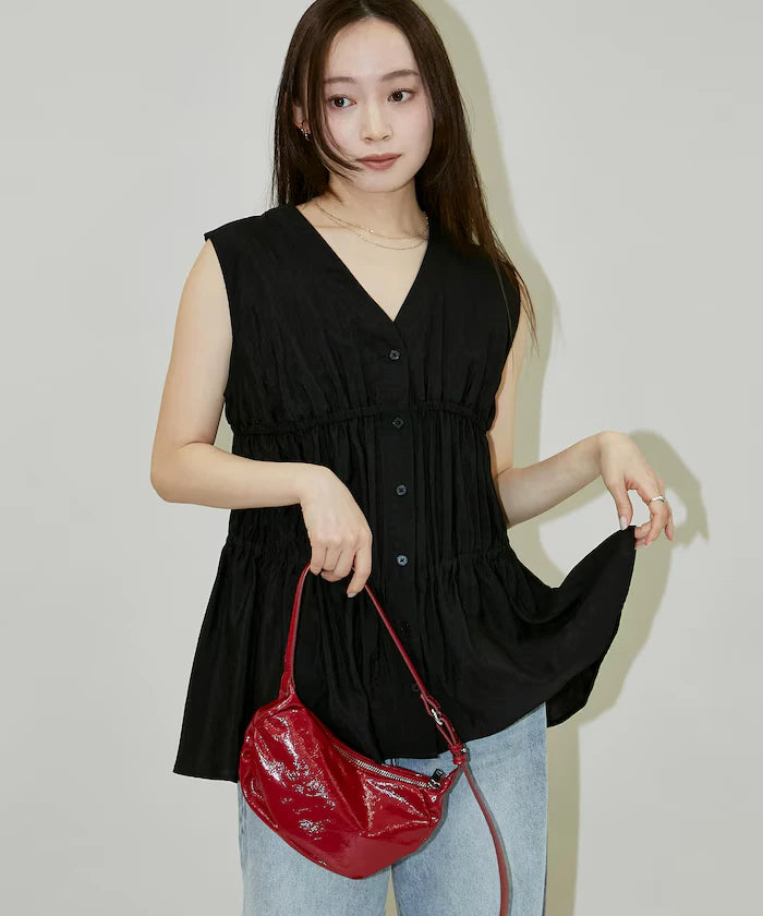 Sheer Broad Sleeveless Gathered Shift Blouse Limited Edition