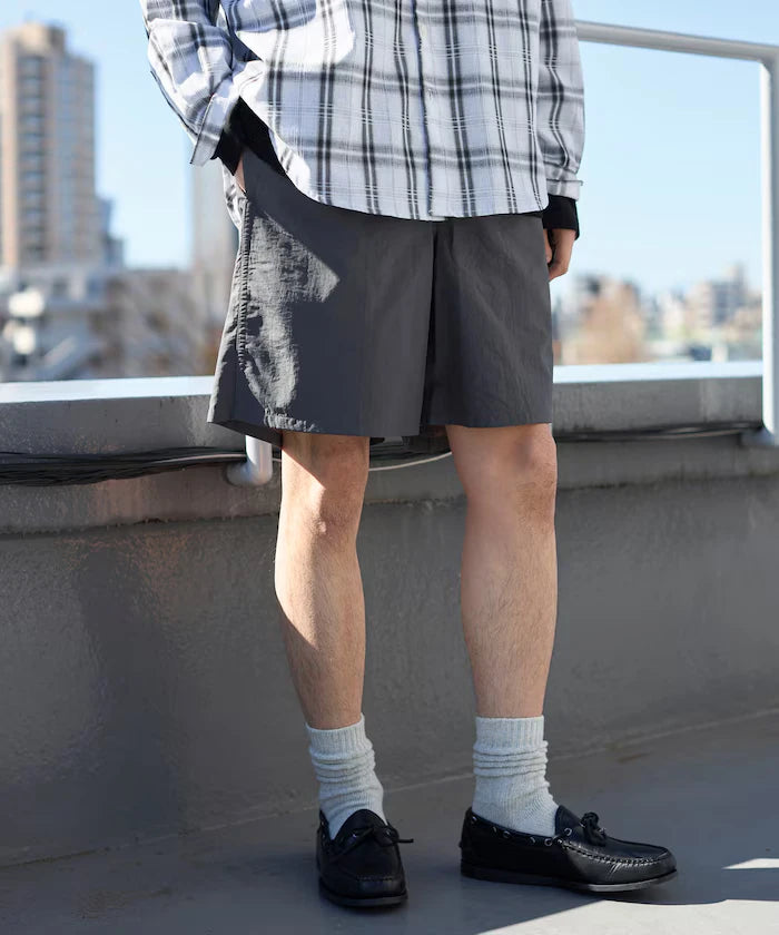 Nylon Medium Length Baggy Shorts