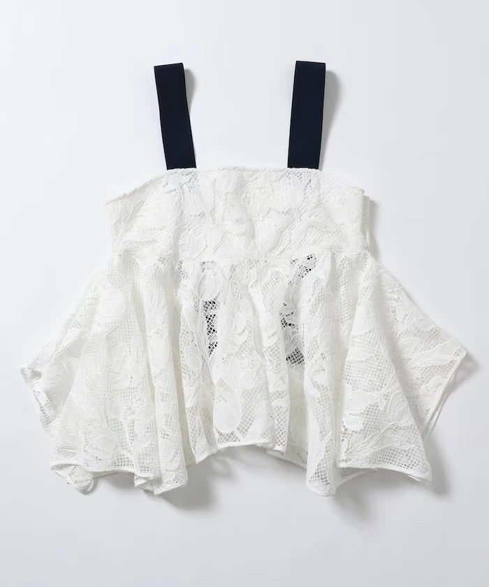 Flower Motif Batten Lace Iris Hem Camisole Top 【Limited Edition】