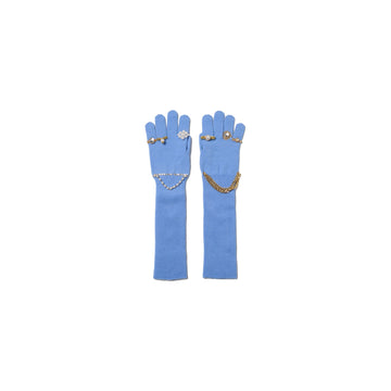 JEWELRY ATTACHED LONG GLOVES / SMALL：BLUE
