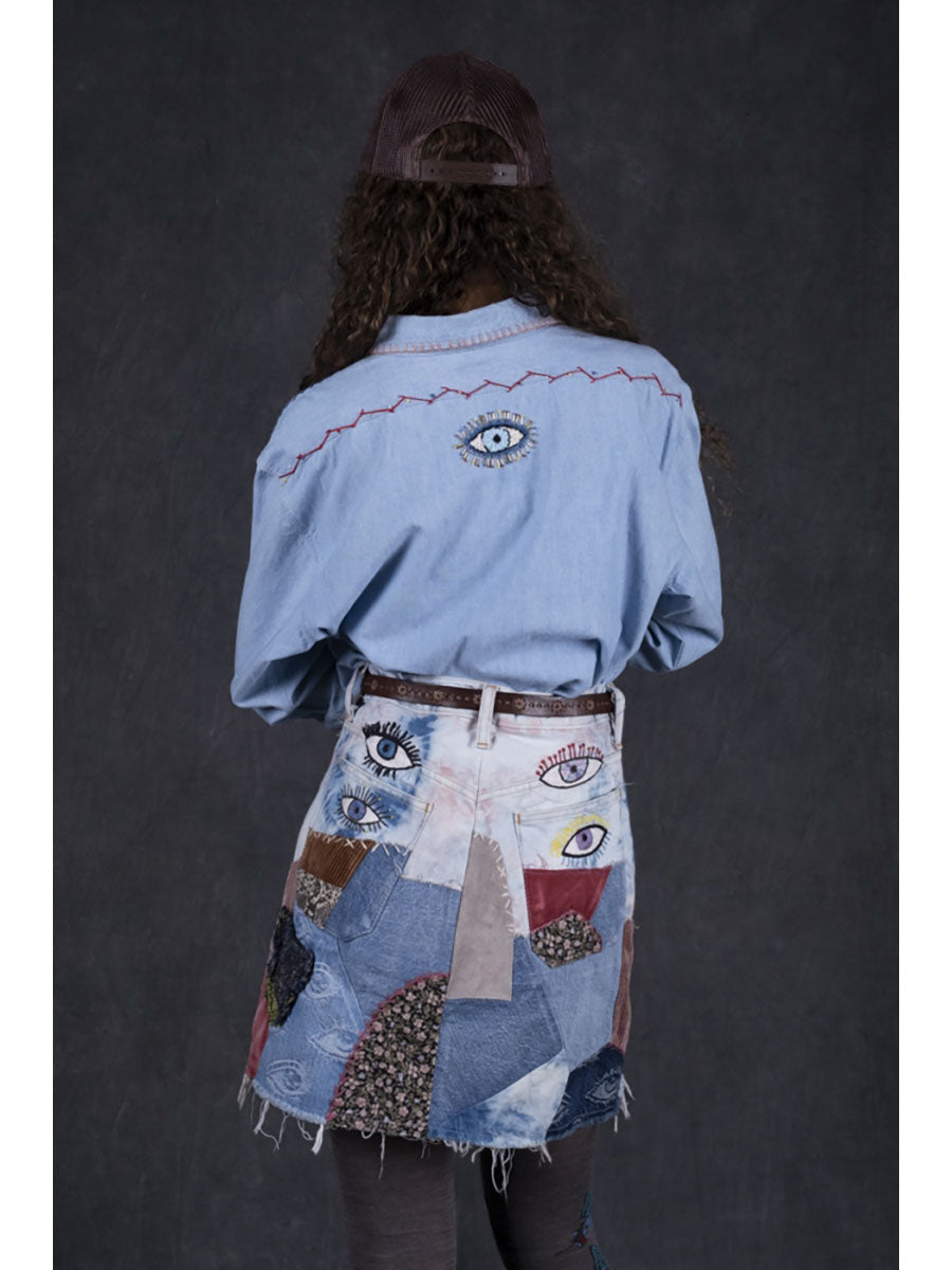 14oz Denim Tie-Dye Mini Skirt (SPEAKEASY Remake...)