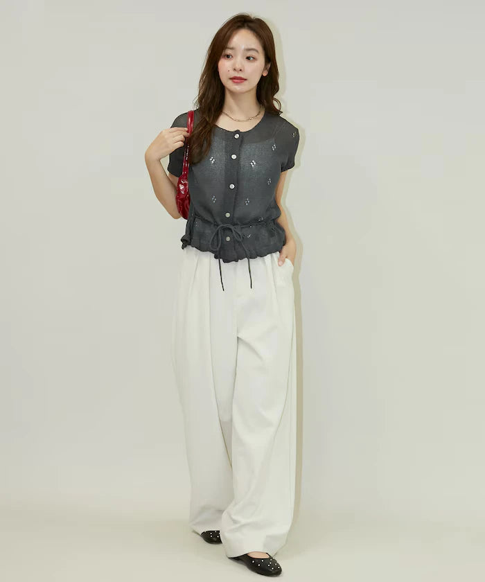 Linen Touch Eyelet Knit Cardigan Limited Edition