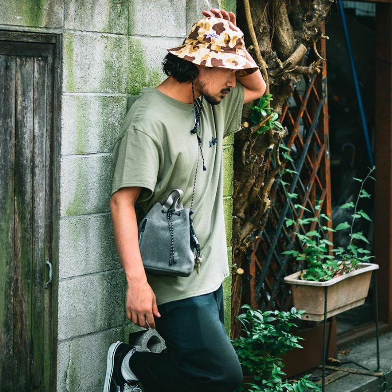 WATER PROOF SUEDE DRAWSTRING BAG/KHAKI