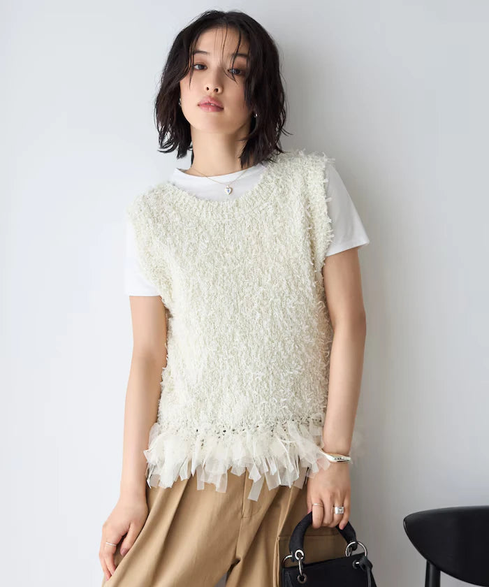 2WAY Fringe Hem Knit Vest