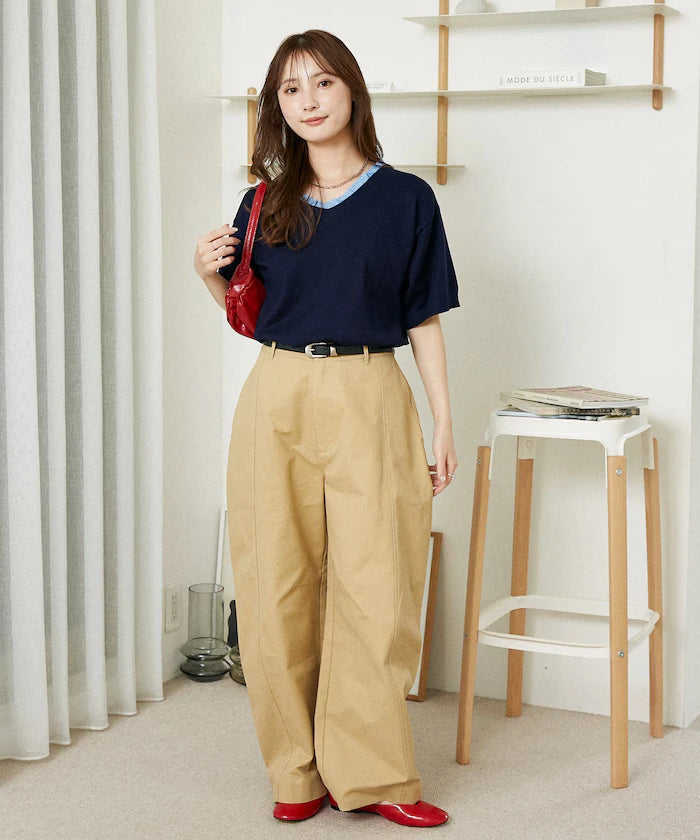 Shirt Frill V-Neck Half Sleeve Summer Knit Limited Edition