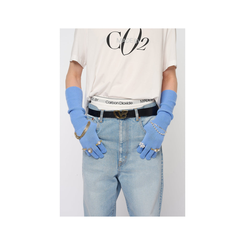 JEWELRY ATTACHED LONG GLOVES / SMALL：BLUE