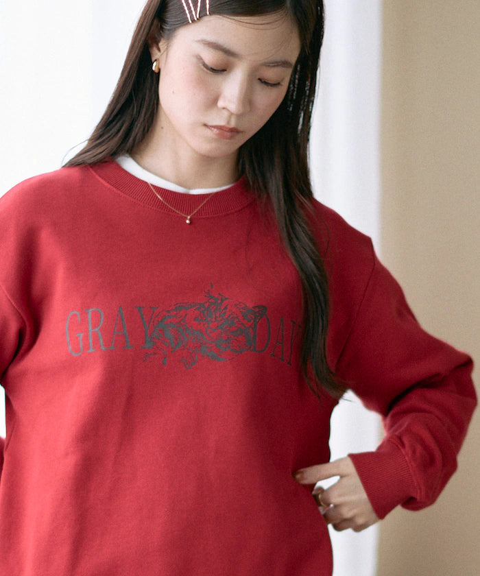 Organic Cotton Animal Logo Print Sweat / CAT / Relaxed Fit / French Terry Sweat