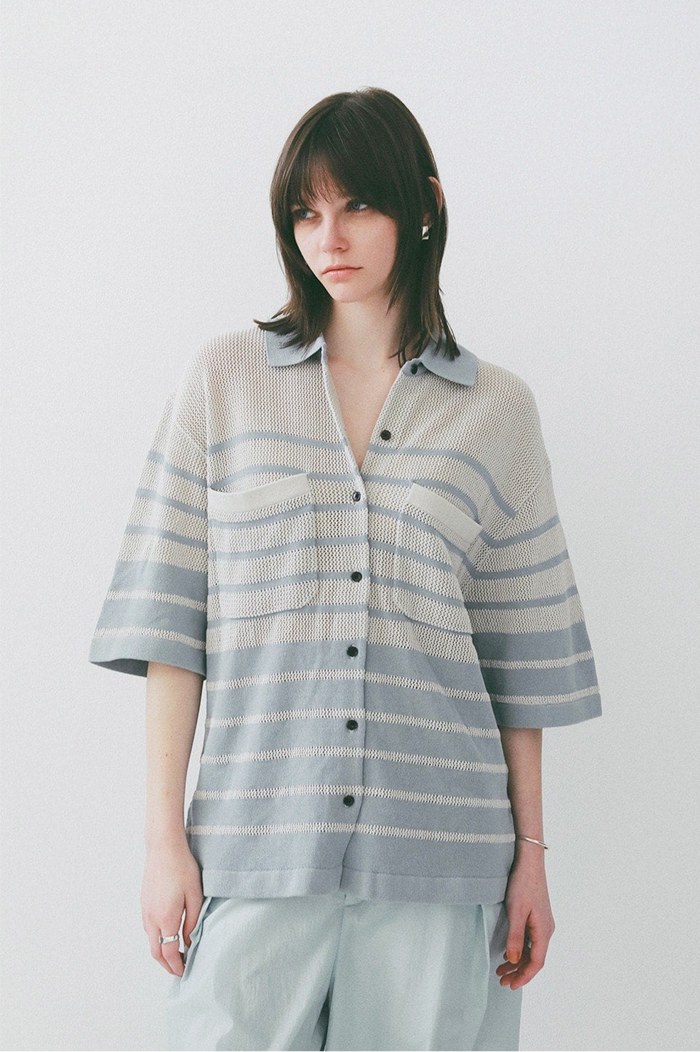 HALF SLEEVE OVER KNIT SHIRT