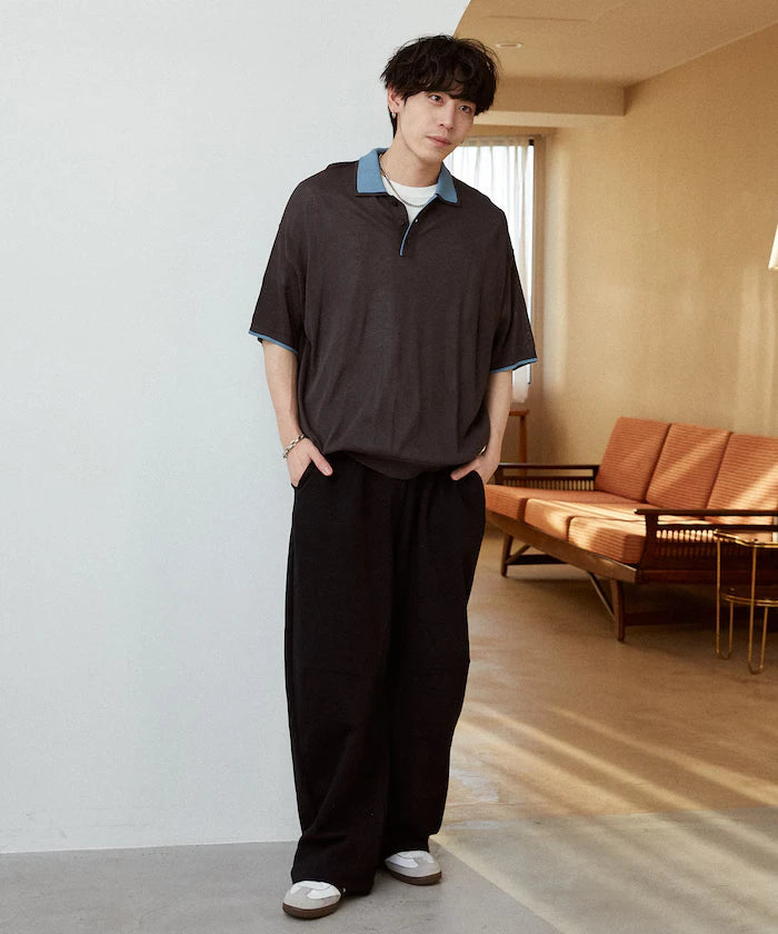 LOVE POP STUDIO Collar Layered Knit Polo Shirt Limited Edition