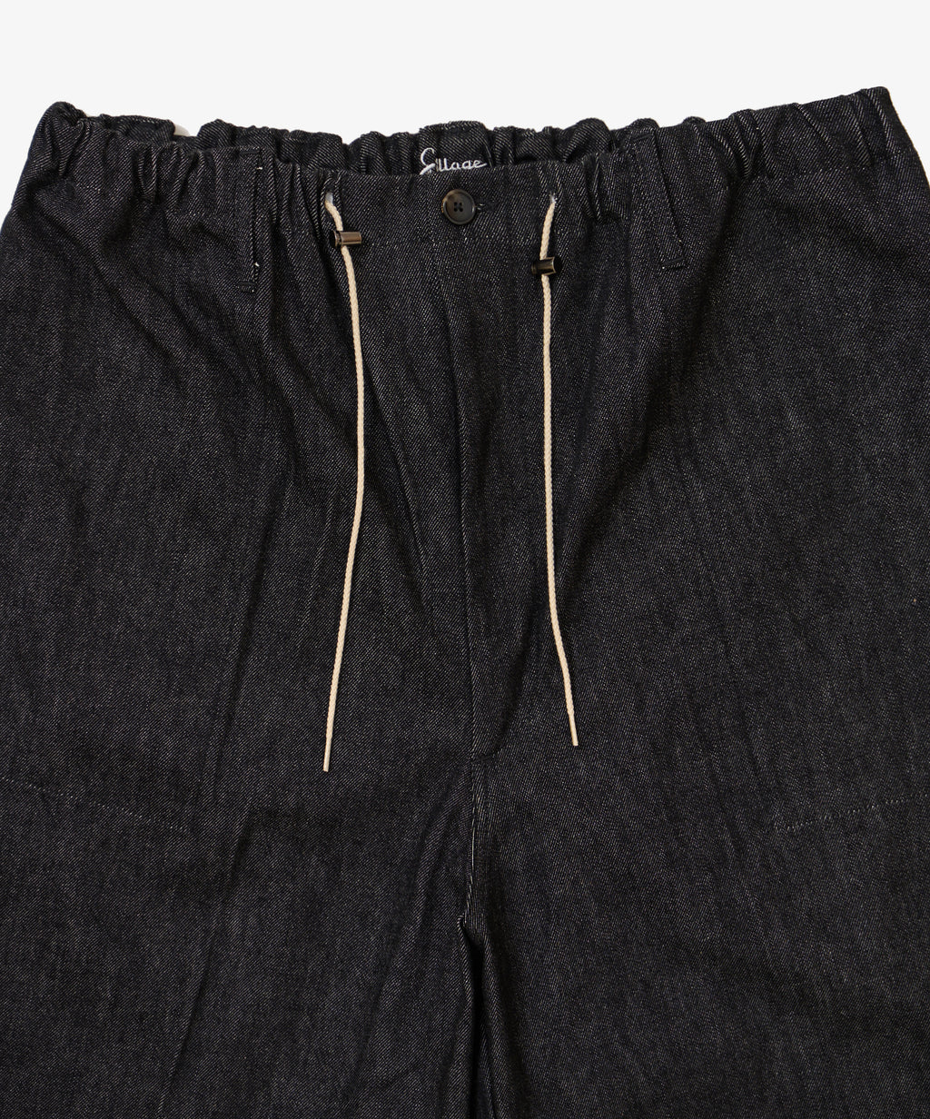 circular fatigue shorts black denim one wash