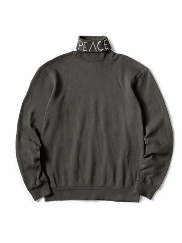 Waffle Jersey High Neck Long T (PEACE Embroidery)