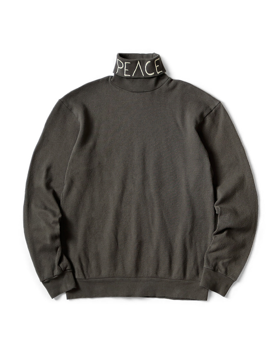 Waffle Jersey High Neck Long T (PEACE Embroidery)