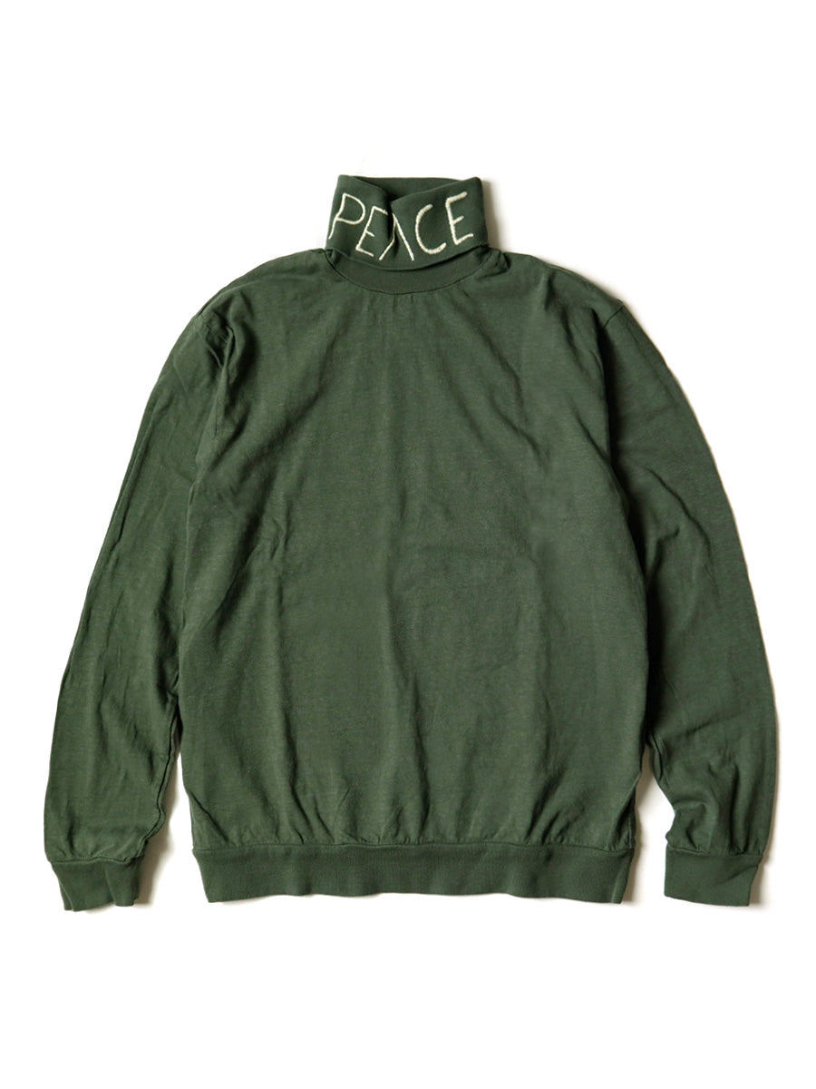 18.5/- Tenjiku High Neck Long T (PEACE embroidery)
