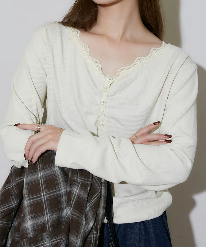 Henley Neck Lace Long Sleeve T Limited Edition