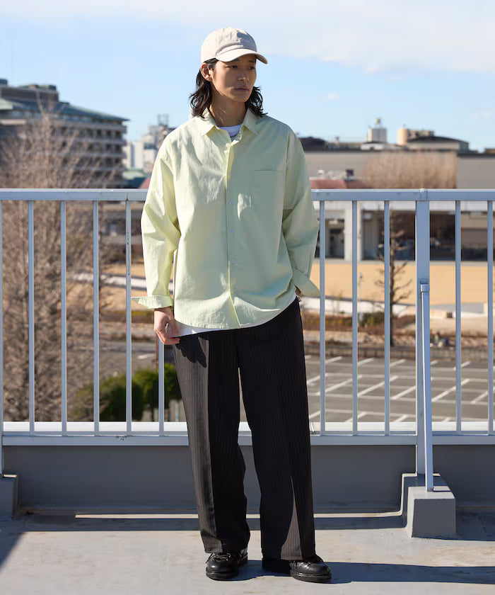 Nuance Color Oversized Regular Collar Long Sleeve Shirt