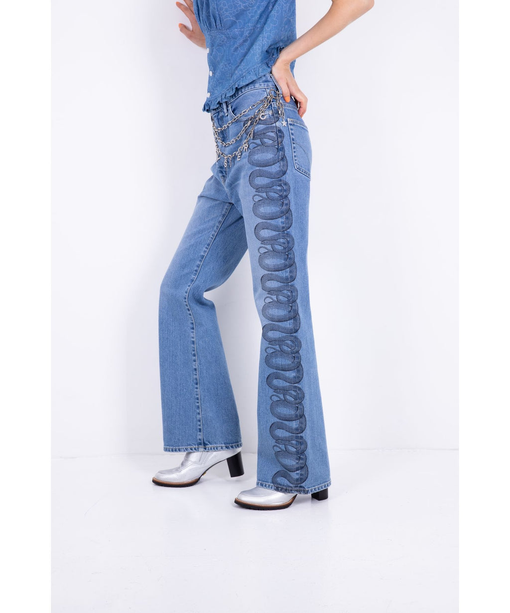 Snake Loop Denim Flare Pants
